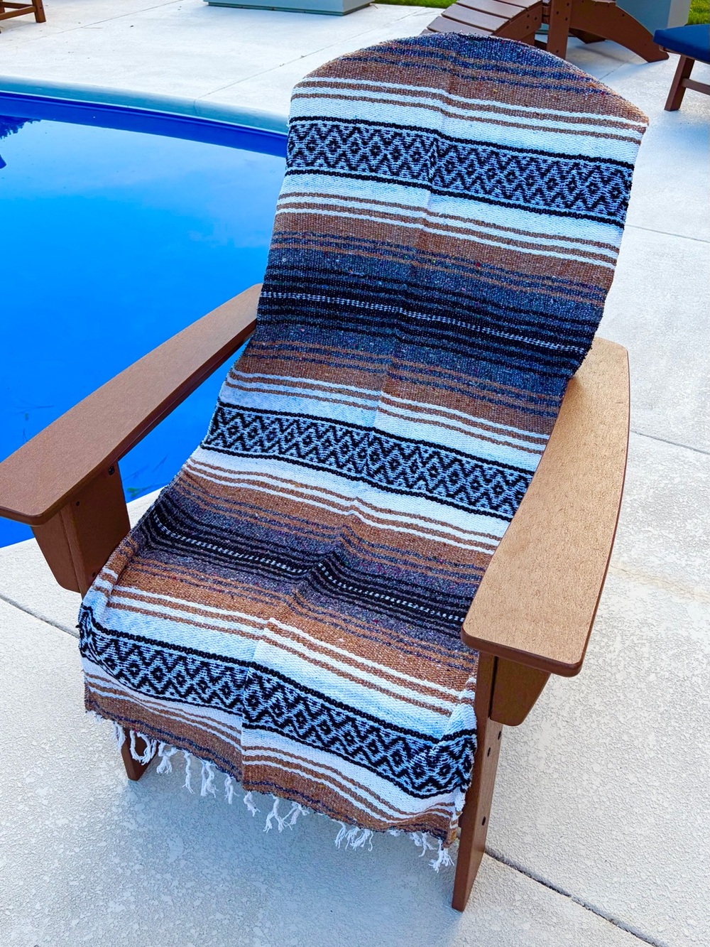 Mexican Falsa Blanket – Woven Striped Serape Throw with Fringe